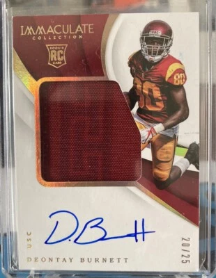 2018 Immaculate Collegiate Gold /25 Deontay Burnett RPA Rookie Patch Auto RC USC - Image 1 of 2