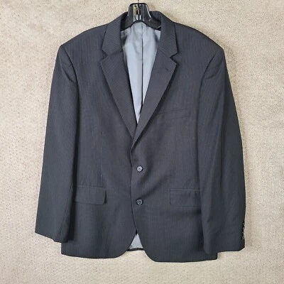 J Ferrar Jacket Mens 42R Gray Striped Blazer Polyester Blend 2 Btn Suit Coat - Image 1 of 4