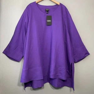 Top tunica Ulla Popken Luxury Selection taglie forti 24 26 lino viola Lagenlook - Foto 1 di 11