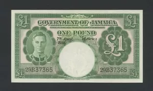 JAMAICA £1 note 1955 KGVI Krause 41b Good EF World Paper Money - Picture 1 of 4