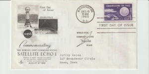 US # 1173 FDCSATELLITE ECHO COMMUNICATIONS FOR PEACE ARTCRAFT  1960 SINGLE STAMP - Picture 1 of 1