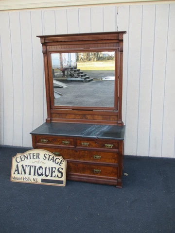 64212  Antique Victorian Marble Top Dresser Chest Cover
