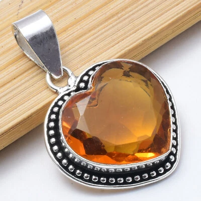 Increíble colgante hecho a mano de plata de ley 925 con piedras preciosas de topacio citrino de 1,7" Foto 1 de 4