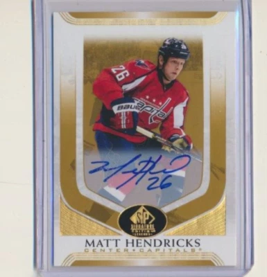 2020-21 UD SP Signature Edition AUTO 228 Matt Hendricks Washington Capitals - Image 1 of 2