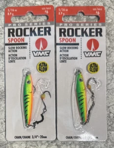 2 Packs VMC Rocker Spoon Ice Fishing Jig 5/16 OZ Glow Fire Tiger Discontinued - Picture 1 of 1
