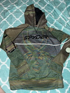 Spyder Hoodie Kids Children Unisex Large Neon Stripe Spider Pullover EUC Unisex - Picture 1 of 4
