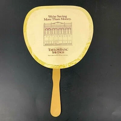 TaylorBanc Сберегательная Реклама Ручной Вентилятор Винтажный Техас Старейший Банк Коллекционный - Изображение 1 из 4