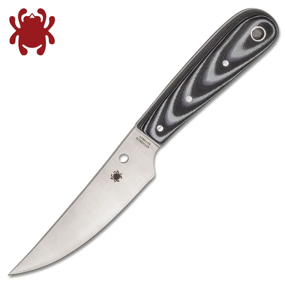 Spyderco Bow River hoja satinada negro/gris asas G-10, funda de cuero FB46GP Foto 1 de 4