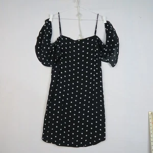 Witchery Womens Mini Dress Size 12(AU) Black Polka Dot Off the Shoulder Straps - Picture 1 of 8