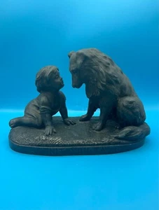 Kleiner Junge und Collie Hund Figur Vintage - Bild 1 von 5