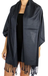On Sale - Fashion Solid Pashmina Silk Scarf Shawl Wrap 1 Dozen , Assorted Color - Picture 1 of 5