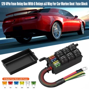 6 Way 12V Fuse & Relay Box w/ Pre-Wires Universal For Car Trucks Boat Waterproof - Picture 1 of 14