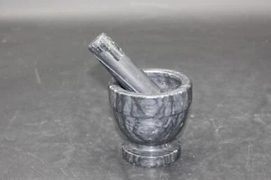 Mortar and Pestle Set Black Stone Grinder - Picture 1 of 7