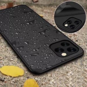 Custodia morbida nera semplice ultra sottile per iPhone 12 11 Pro XS Max XR 7 8 Plus - Foto 1 di 14