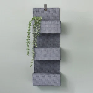 JVL Vichy 3 Tier Nylon Wall or Door Hanging Storage Unit ideal for Home Office - Picture 1 of 8