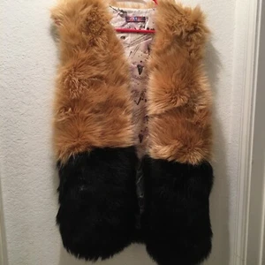 Selfie Couture By Trendology Faux Fur Vest Brown Black  S/M - New! - Picture 1 of 8
