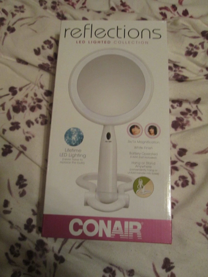Conair Plastic LED Mirror, White Finish