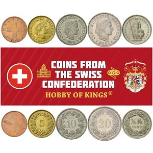 Swiss 5 Coin Set 1 5 10 20 Rappen 1/2 Franc | Switzerland | 1981 - 2023 - Picture 1 of 8