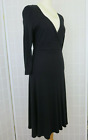 Kew Jigsaw Midi Dress Size 12 Black Modal Cotton Jersey 3/4 Sleeves Vintage Y2K