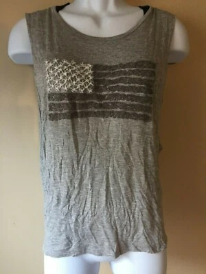 VINTAGE HAVANA SEXY SLEEVELESS EMBROIDERED AMERICAN FLAG TANK Sz M  RETAIL $ 58 - Image 1 of 4