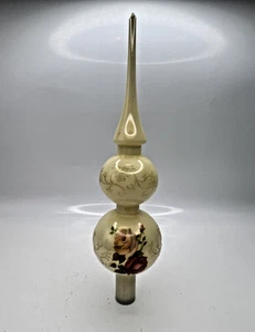Krebs Glas Lauscha Germany Christmas Blown Glass Tree Topper Roses Vintage - Bild 1 von 17