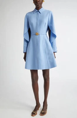 AUTH Oscar de la Renta Split Long Sleeve Belted A-Line Dress Size 10 - Image 1 of 4