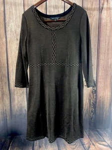 MING WANG WOMENS BROWN KNIT GEO DESIGN SHEATH MIDI DRESS SIZE XS NEW W TAGS - Picture 1 of 7