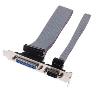 1Pc serial DB9 COM with parallel DB25 LPT to10/26pin IDC ribbon cable bracket Jf - Photo 1/9