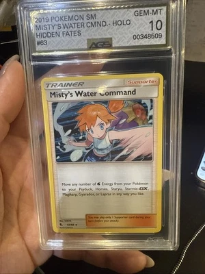 2019 Misty's Water Command Hidden Fates #63 Holo Pokémon TCG Graded AGS 10 Gem!! - Image 1 of 3