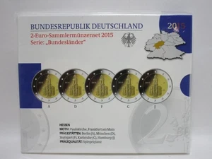 Juego de monedas - 2 € set de monedas de colección 2015 ADFGJ "Paulskirche" PP en bl.  GS8323 - Imagen 1 de 2