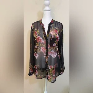 Kut From The Kloth Women’s Long Sleeve Button Down Sheer Shirt Top Size Medium. - Picture 1 of 16