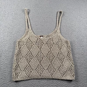 Free People Tank Top Womens S Glisten Crochet Cami Beige Boho Festival Casual - Imagen 1 de 10