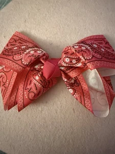 HAIR CLAMP BANDANA HAIR BOW PATTERN IN PINK, WHITE And BLACK - Picture 1 of 4