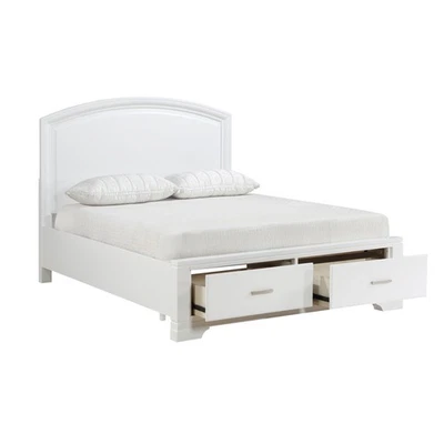 JUEGO DE MUEBLES DE DORMITORIO CAMA DE ALMACENAMIENTO PIE KING BLANCO Foto 1 de 4