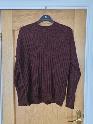 Mens Jaeger Deep Purple/ Dark Red Thicm Knit Jumper Large 96% Merino Wool - Image 1 of 4
