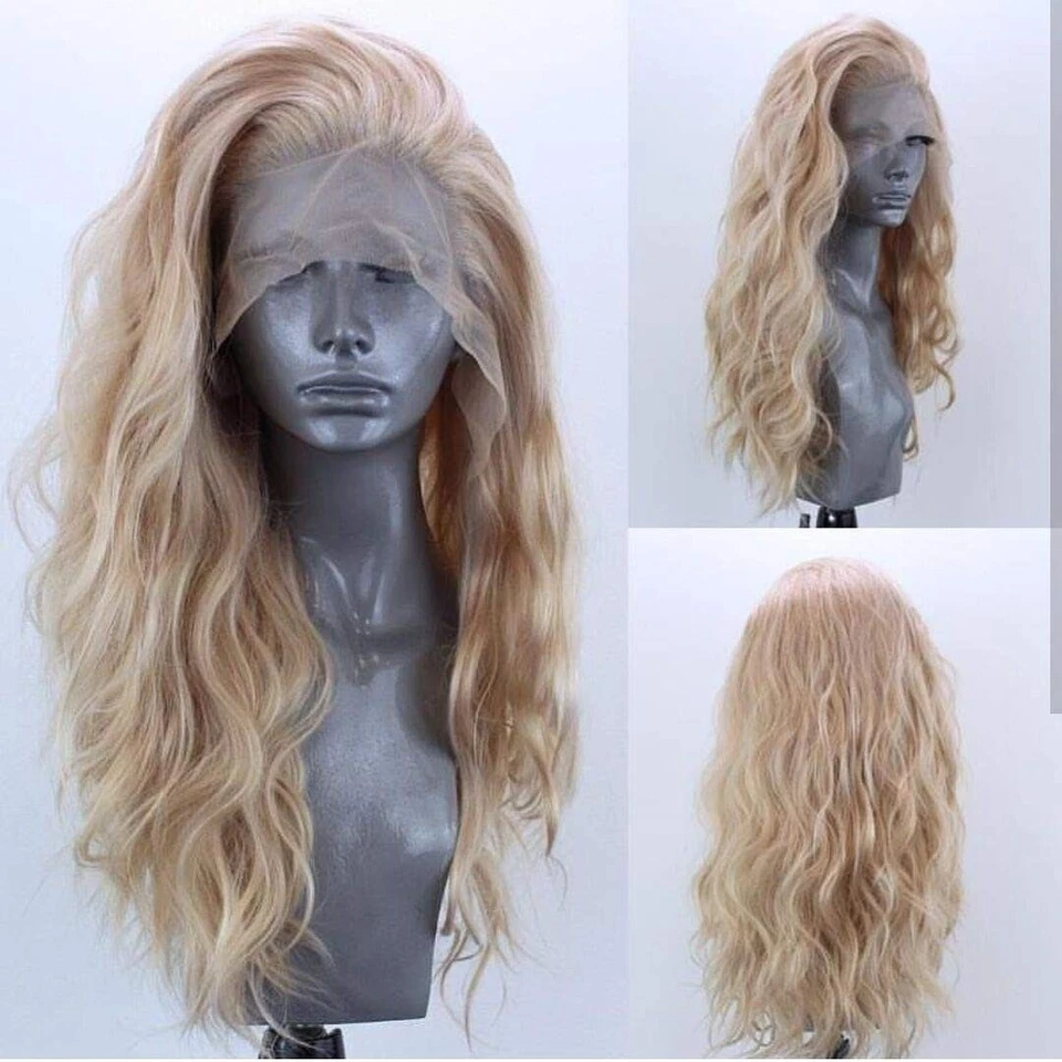 Elesty Long Natural Curly T-part Lace Front Wig Gloden Blonde B-t
