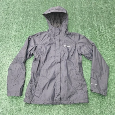 Chaqueta Columbia Mujer Pequeña Negra Con Capucha Cortavientos Abrigo de Lluvia Omni Tech Foto 1 de 4