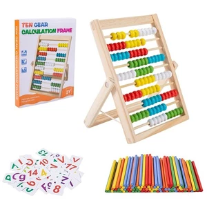 Rechenschieber Grundschule Abakus für Kinder mit Zählstäben Rechenrahmen 20x15cm - Bild 1 von 6