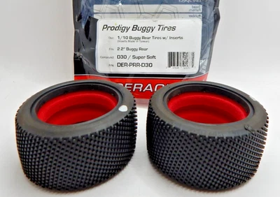 Neumáticos para buggy DE RACING RC Prodigy escala 1/10 DER-PRR-D30 súper suaves Foto 1 de 4