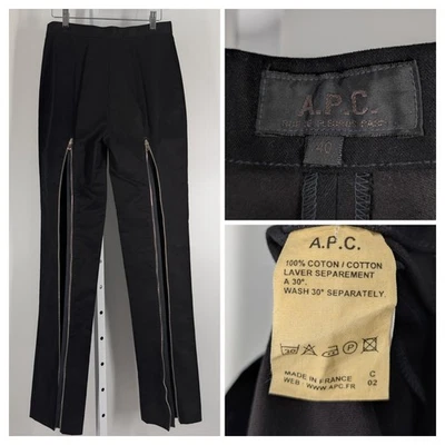 A.P.C. Calça Bondage Vintage Anos 90 Zíper Rue de Fleurus Paris Arquivo Punk Preta - Imagem 1 de 4