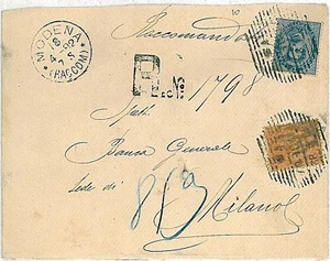 ITALIA REGNO - STORIA POSTALE: MODENA 1892 - Foto 1 di 1