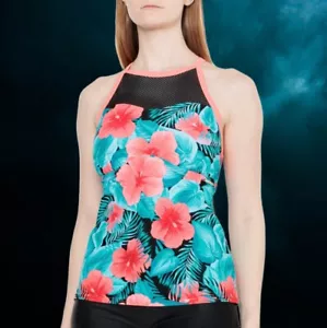 ZeroXposur Grünes hochgeschlossenes Tankini-Oberteil - UPF 30+ Tropical Print Größe XL - Bild 1 von 13