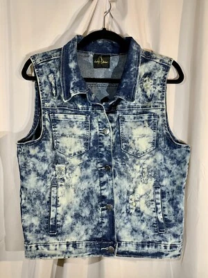 Chaleco Chaqueta Baby Phat Acid Wash Denim Envejecido Botón Talla L De Colección Y2K Foto 1 de 4