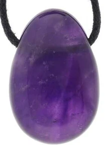 Amethyst Tropfenanhänger mit Baumwollband gebohrt | Edelstein Schmuck - Picture 1 of 7