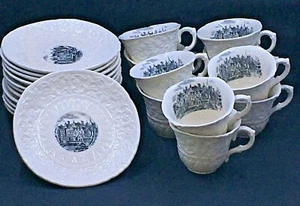 Antico set di tazze e piattini Royal Cauldon ""Beverly"", 10 tazze, 12 piattini - Foto 1 di 12