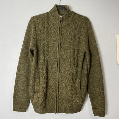 Suéter tejido con cremallera de mezcla de lana Emerald Isle tejido con cable bolsillos medianos para hombre Foto 1 de 4