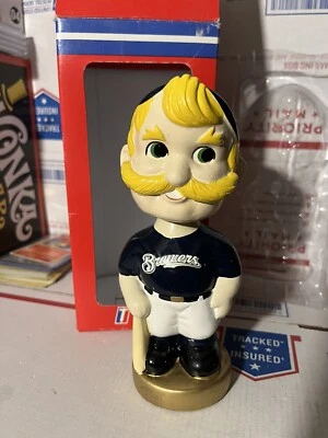 Milwaukee Brewers Mascota Bernie Brewer Twins Enterprise Bobblehead TEI Base Dorada Foto 1 de 4