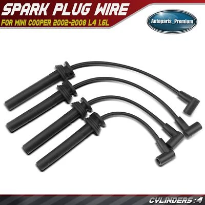 Juego de 4 cables de bujía de 7 mm para Mini Cooper 2002 2003 2004 2005-2008 L4 1,6 L Foto 1 de 4
