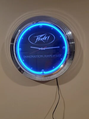 Peavey Guitar Logo Neon Wall Clock New 11" Diameter NIB - Image 1 of 4