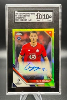 Sven Botman 2021-22 Topps Chrome UEFA #CA-SB Neon Green Ref. Auto #/99 SGC 10/10 - Image 1 of 2